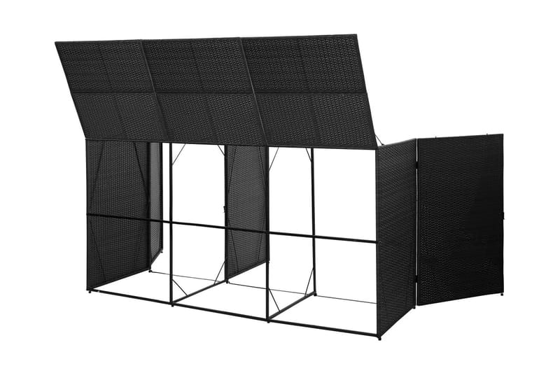 Søppeldunkskur trippel svart 229x78x120 cm polyrotting - Svart - Hage - Uterom & feriehus - Lagringshus & boder - Sykkelbod & sykkelstativ