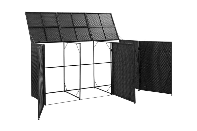 Søppeldunkskur trippel svart 229x78x120 cm polyrotting - Svart - Hage - Uterom & feriehus - Lagringshus & boder - Sykkelbod & sykkelstativ