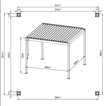 Lysthus HOME4YOU Mirador-80 mørk grå 3x3 m - Mørkegrå - Hage - Uterom & feriehus - Lysthus & gazebo