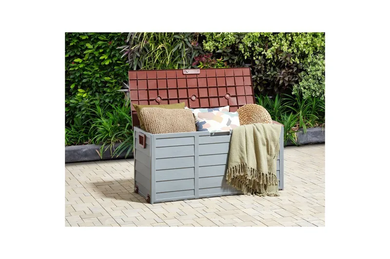 Låda Beliani Locarno Beige/grå Grey||Brown - Hagemøbler - Puteoppbevaring & møbelbeskyttelse - Putebokser & Putekasser