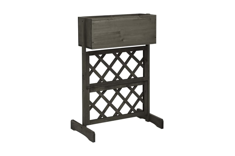 Blomsterkasse med espalier grå 45x30x74 cm heltre gran - Grå - Hagemøbler - Øvrig utendørs - Tilbehør utendørs - Hagekrukker