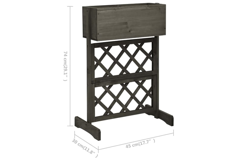 Blomsterkasse med espalier grå 45x30x74 cm heltre gran - Grå - Hagemøbler - Øvrig utendørs - Tilbehør utendørs - Hagekrukker