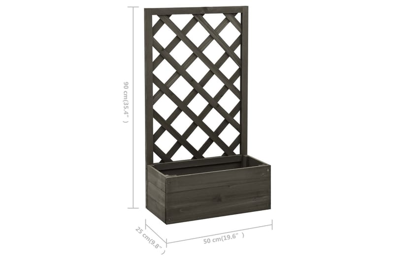 Blomsterkasse med espalier grå 50x25x90 cm heltre gran - Grå - Hagemøbler - Øvrig utendørs - Tilbehør utendørs - Hagekrukker