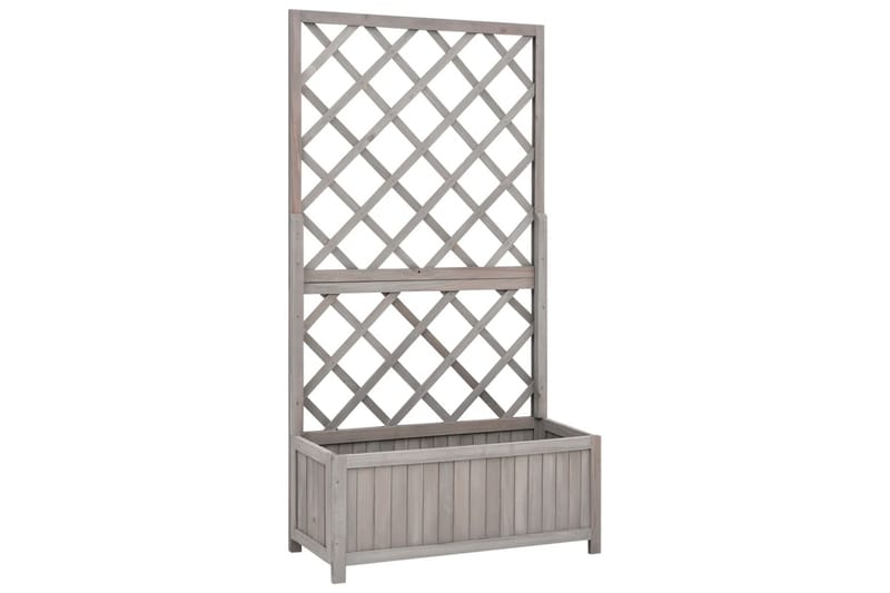 Blomsterkasse med espalier grå 70x30x135 cm heltre gran - Grå - Hagemøbler - Øvrig utendørs - Tilbehør utendørs - Hagekrukker