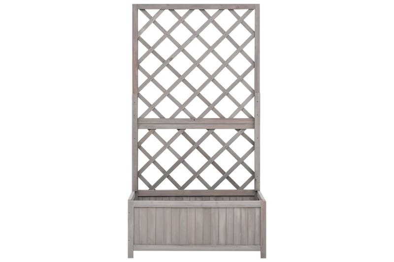 Blomsterkasse med espalier grå 70x30x135 cm heltre gran - Grå - Hagemøbler - Øvrig utendørs - Tilbehør utendørs - Hagekrukker