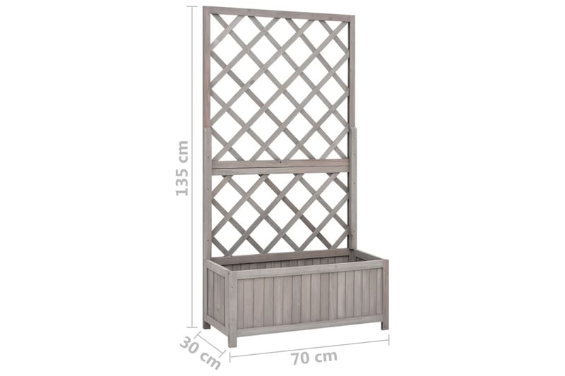 Blomsterkasse med espalier grå 70x30x135 cm heltre gran - Grå - Hagemøbler - Øvrig utendørs - Tilbehør utendørs - Hagekrukker