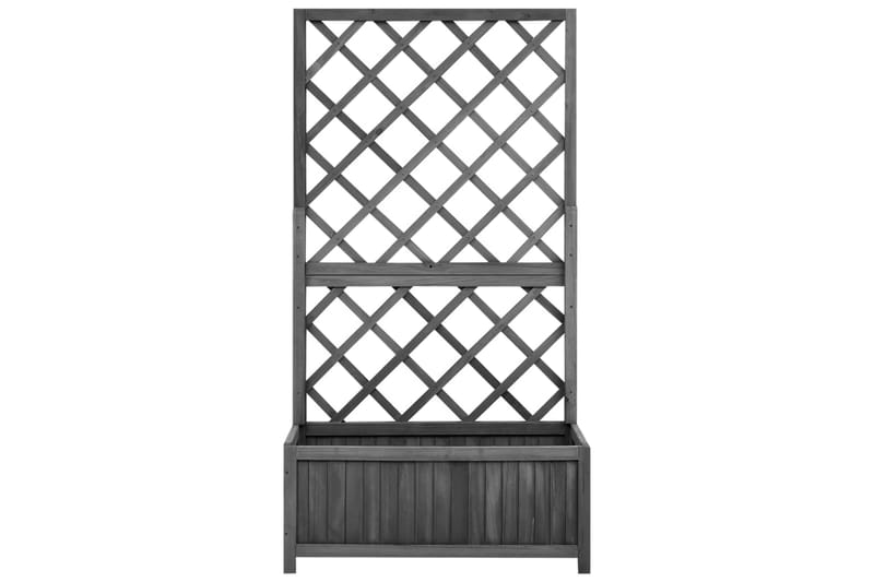 Blomsterkasse med espalier svart 70x30x135 cm heltre gran - Svart - Hagemøbler - Øvrig utendørs - Tilbehør utendørs - Hagekrukker
