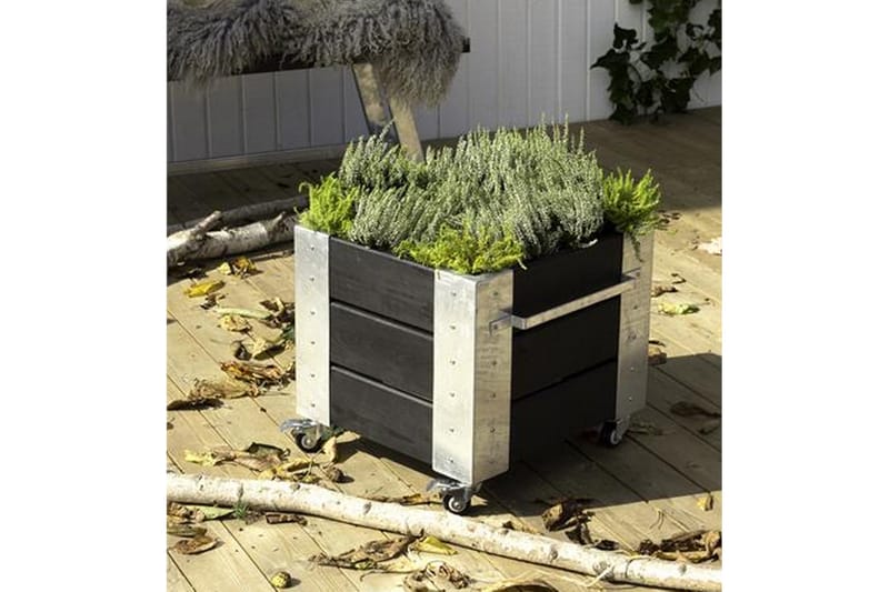 Cubic blomsterkasse 46x50x45 cm med stålhjørne og hjul - Hagemøbler - Øvrig utendørs - Tilbehør utendørs - Hagekrukker