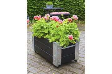 Cubic blomsterkasse 87x50x45 cm med stålhjørne og hjul - Hagemøbler - Øvrig utendørs - Tilbehør utendørs - Hagekrukker