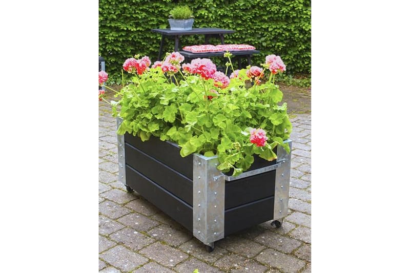 Cubic blomsterkasse 87x50x45 cm med stålhjørne og hjul - Hagemøbler - Øvrig utendørs - Tilbehør utendørs - Hagekrukker