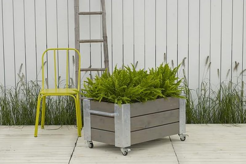 Cubic blomsterkasse 87x50x45 cm med stålhjørne og hjul - Hagemøbler - Øvrig utendørs - Tilbehør utendørs - Hagekrukker