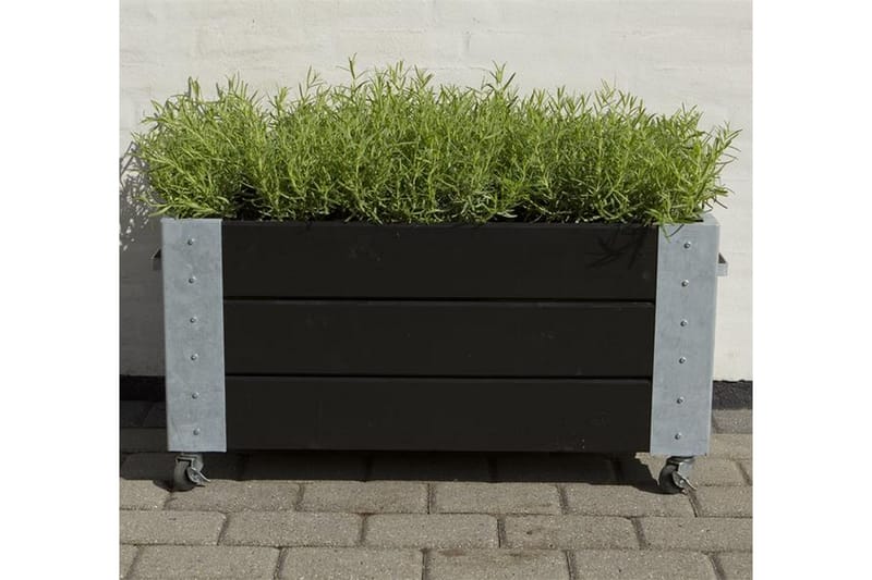 Cubic blomsterkasse 87x50x45 cm med stålhjørne og hjul - Hagemøbler - Øvrig utendørs - Tilbehør utendørs - Hagekrukker
