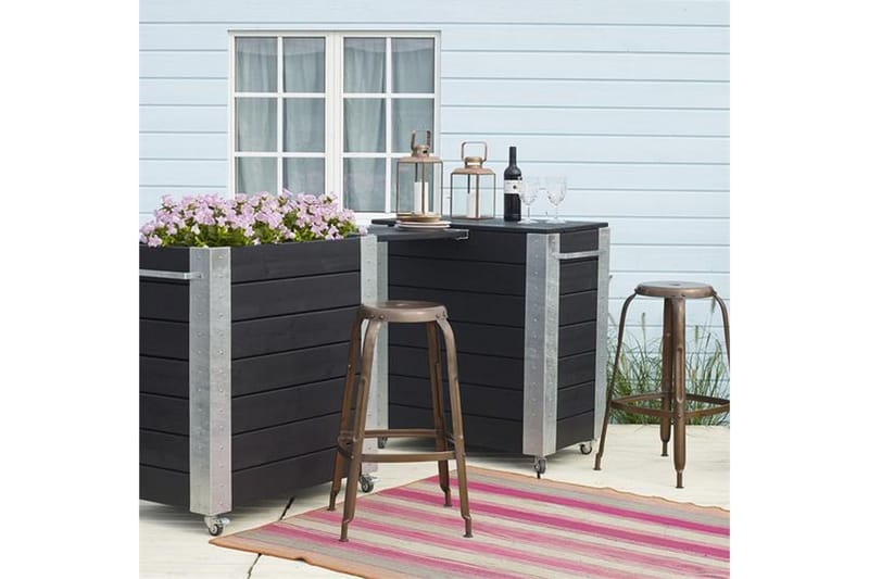 Cubic blomsterkasse 87x50x95 cm med stålhjørne og hjul - Hagemøbler - Øvrig utendørs - Tilbehør utendørs - Hagekrukker