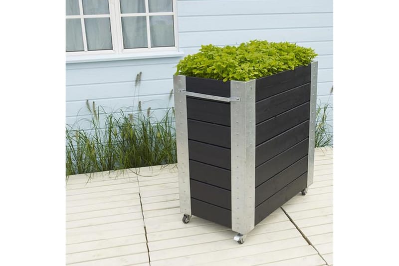 Cubic blomsterkasse 87x50x95 cm med stålhjørne og hjul - Hagemøbler - Øvrig utendørs - Tilbehør utendørs - Hagekrukker