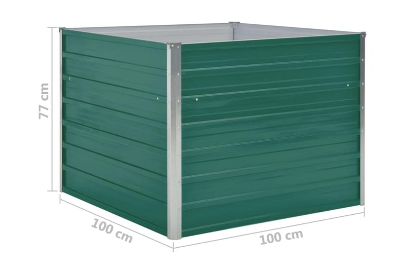 Forhøyet hagebed 100x100x77 cm galvanisert stål grønn - Hagemøbler - Øvrig utendørs - Tilbehør utendørs - Hagekrukker