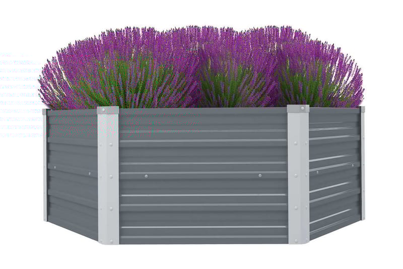Forhøyet hagebed 129x129x46 cm galvanisert stålgrå - Hagemøbler - Øvrig utendørs - Tilbehør utendørs - Hagekrukker