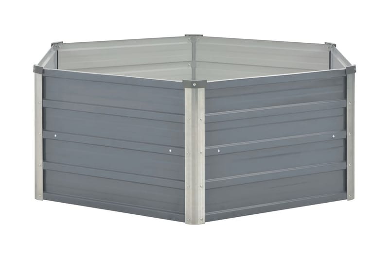 Forhøyet hagebed 129x129x46 cm galvanisert stålgrå - Hagemøbler - Øvrig utendørs - Tilbehør utendørs - Hagekrukker