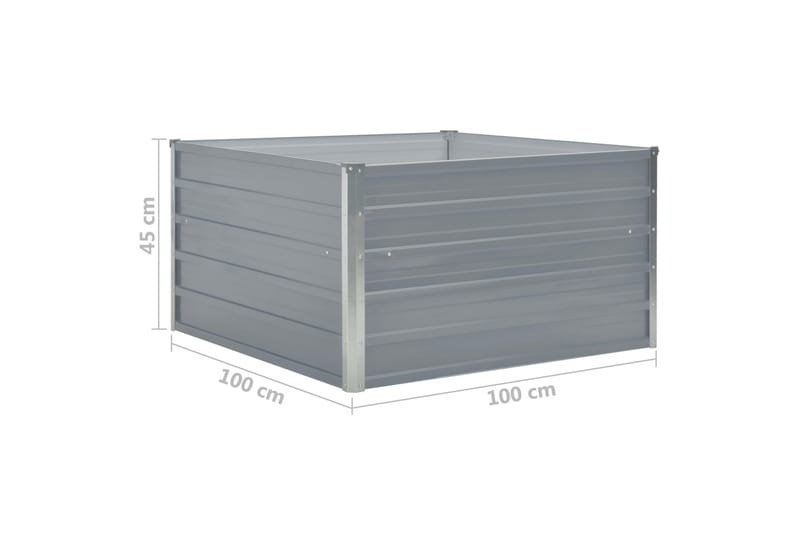 Forhøyet plantekasse 100x100x45 cm galvanisert stål grå - Hagemøbler - Øvrig utendørs - Tilbehør utendørs - Hagekrukker