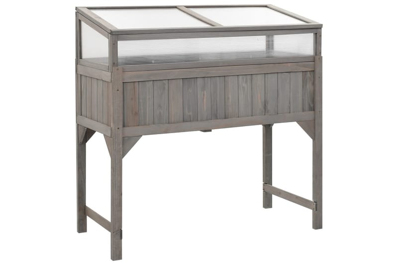 Forhøyet plantekasse med drivhus 110x54x120 cm heltre gran - Grå - Hagemøbler - Øvrig utendørs - Tilbehør utendørs - Hagekrukker
