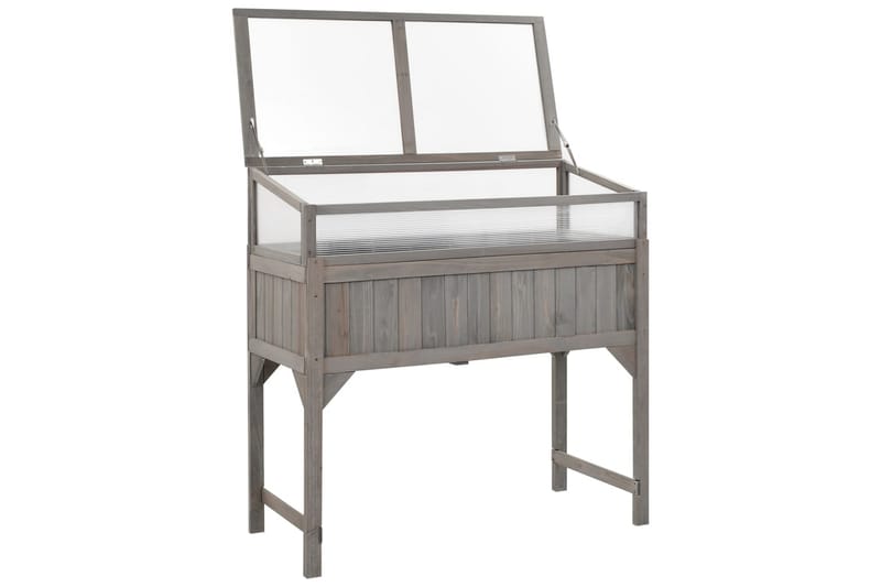 Forhøyet plantekasse med drivhus 110x54x120 cm heltre gran - Grå - Hagemøbler - Øvrig utendørs - Tilbehør utendørs - Hagekrukker