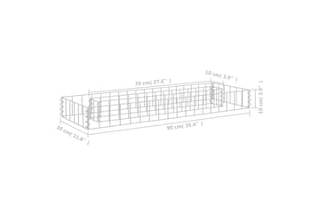 Gabion høybed galvanisert stål 90x30x10 cm - Silver - Hagemøbler - Øvrig utendørs - Tilbehør utendørs - Hagekrukker