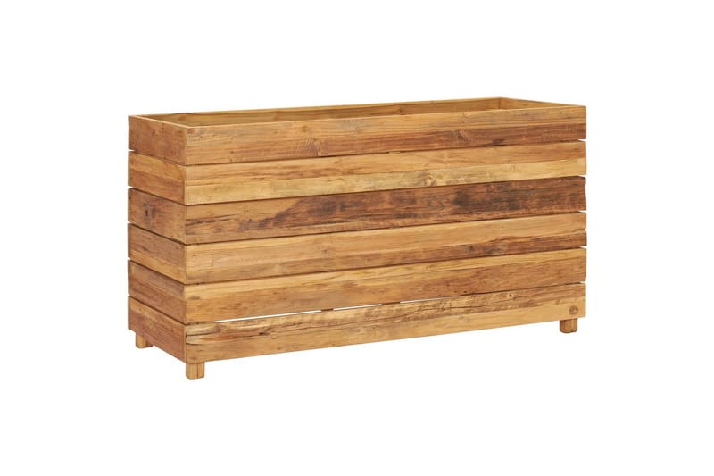 Høybed 100x40x55 cm resirkulert teak og stål - Hagemøbler - Øvrig utendørs - Tilbehør utendørs - Hagekrukker