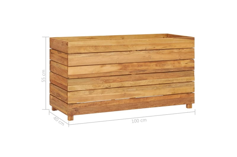 Høybed 100x40x55 cm resirkulert teak og stål - Hagemøbler - Øvrig utendørs - Tilbehør utendørs - Hagekrukker