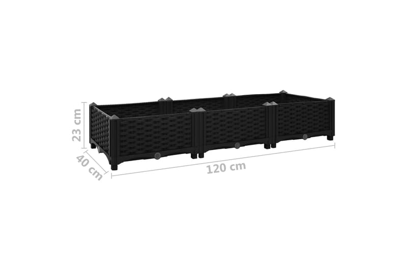 Høybed 120x40x23 cm polypropylen - Svart - Hagemøbler - Øvrig utendørs - Tilbehør utendørs - Hagekrukker