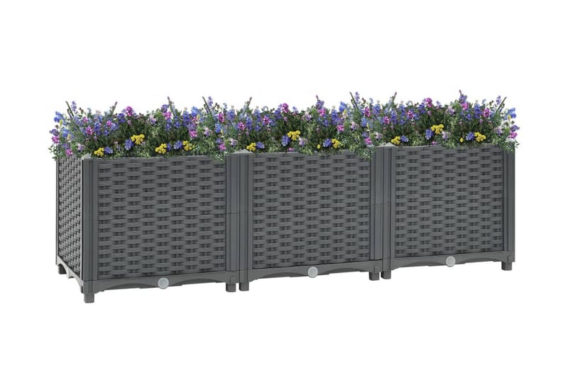Høybed 120x40x38 cm polypropylen - Grå - Hagemøbler - Øvrig utendørs - Tilbehør utendørs - Hagekrukker
