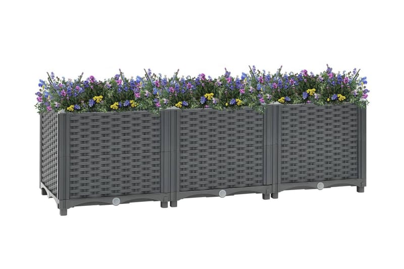 Høybed 120x40x38 cm polypropylen - Grå - Blomsterkasser - Hagekrukker