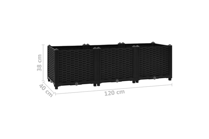 Høybed 120x40x38 cm polypropylen - Svart - Hagemøbler - Øvrig utendørs - Tilbehør utendørs - Hagekrukker