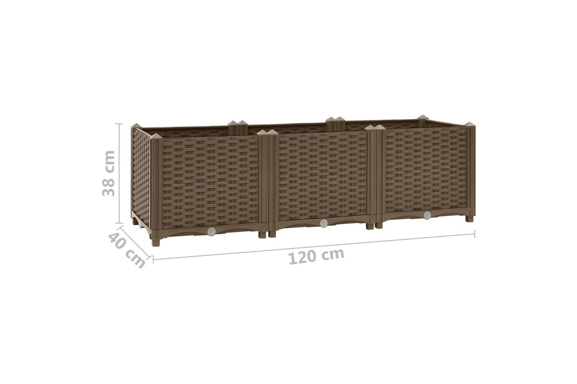 Høybed 120x40x38 cm polypropylen - Brun - Hagemøbler - Øvrig utendørs - Tilbehør utendørs - Hagekrukker