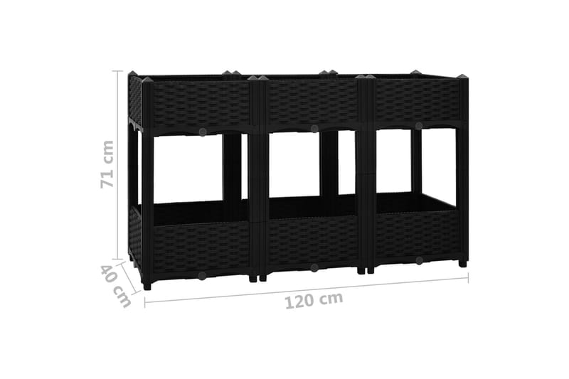 Høybed 120x40x71 cm polypropylen - Svart - Hagemøbler - Øvrig utendørs - Tilbehør utendørs - Hagekrukker