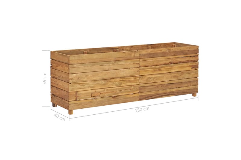 Høybed 150x40x55 cm resirkulert teak og stål - Hage - Dyrking & hagearbeid - Dyrking - Blomsterpotter - Blomsterkasser