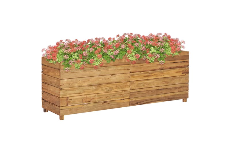 Høybed 150x40x55 cm resirkulert teak og stål - Hage - Dyrking & hagearbeid - Dyrking - Blomsterpotter - Blomsterkasser