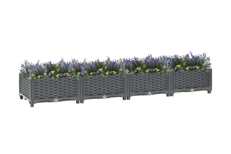 Høybed 160x40x23 cm polypropylen - Grå - Hagemøbler - Øvrig utendørs - Tilbehør utendørs - Hagekrukker