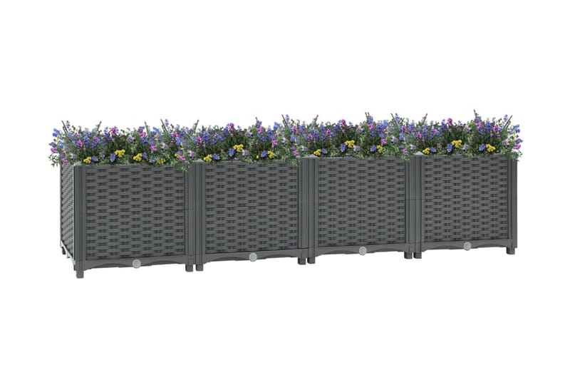 Høybed 160x40x38 cm polypropylen - Grå - Hagemøbler - Øvrig utendørs - Tilbehør utendørs - Hagekrukker