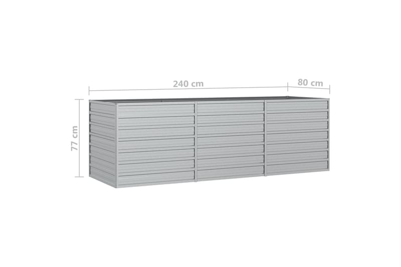 Høybed 240x80x77 cm galvanisert stål sølv - Silver - Hagemøbler - Øvrig utendørs - Tilbehør utendørs - Hagekrukker