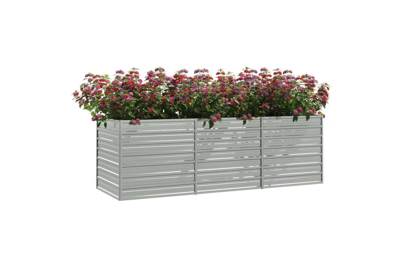 Høybed 240x80x77 cm galvanisert stål sølv - Silver - Hagemøbler - Øvrig utendørs - Tilbehør utendørs - Hagekrukker