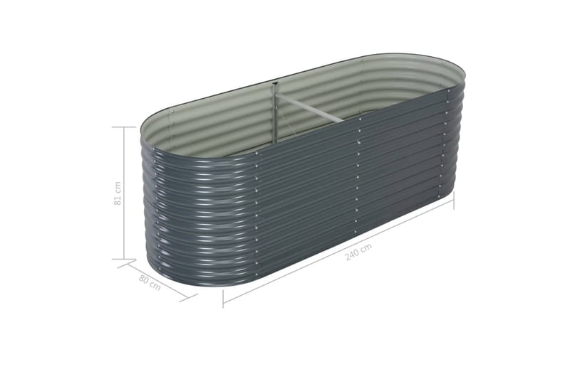 Høybed 240x80x81 cm galvanisert stål grå - Hagemøbler - Øvrig utendørs - Tilbehør utendørs - Hagekrukker
