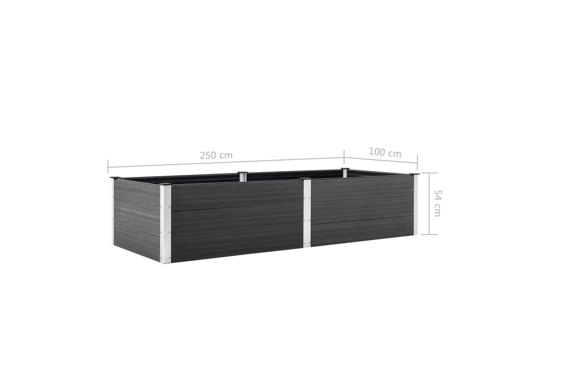 Høybed 250x100x54 cm WPC grå - Hagemøbler - Øvrig utendørs - Tilbehør utendørs - Hagekrukker