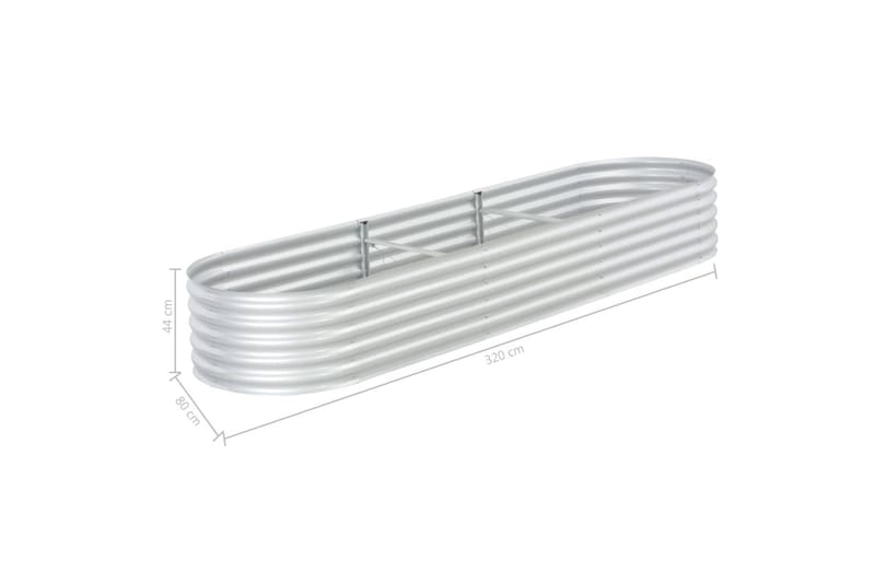 Høybed 320x80x44 cm galvanisert stål sølv - Hagemøbler - Øvrig utendørs - Tilbehør utendørs - Hagekrukker