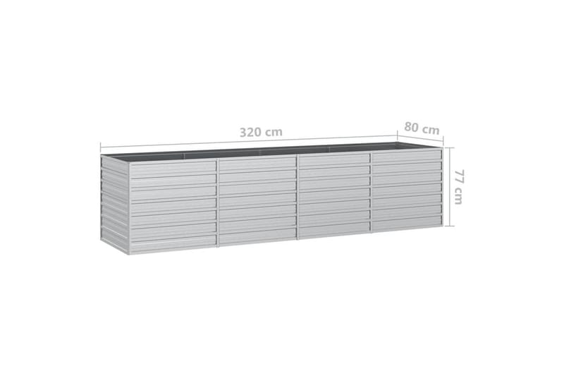 Høybed 320x80x77 cm galvanisert stål sølv - Silver - Hagemøbler - Øvrig utendørs - Tilbehør utendørs - Hagekrukker