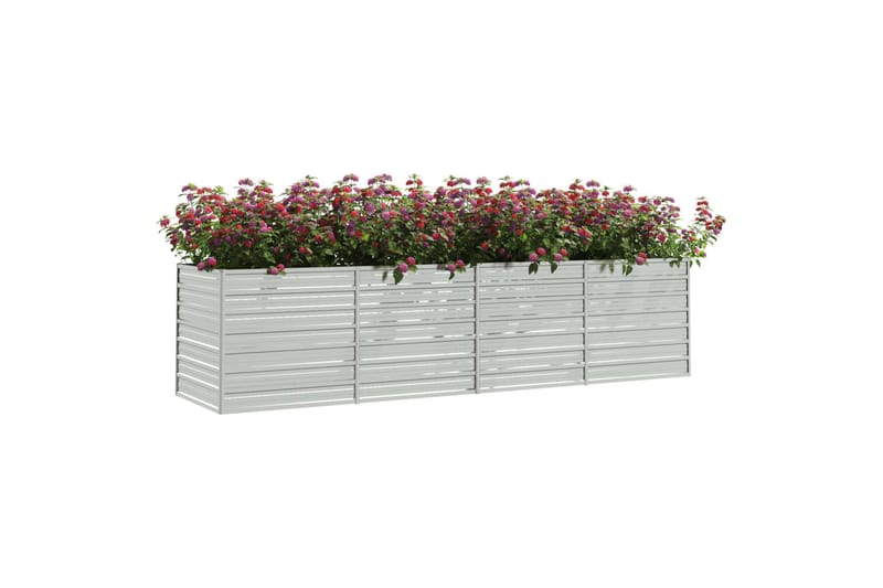 Høybed 320x80x77 cm galvanisert stål sølv - Silver - Hagemøbler - Øvrig utendørs - Tilbehør utendørs - Hagekrukker