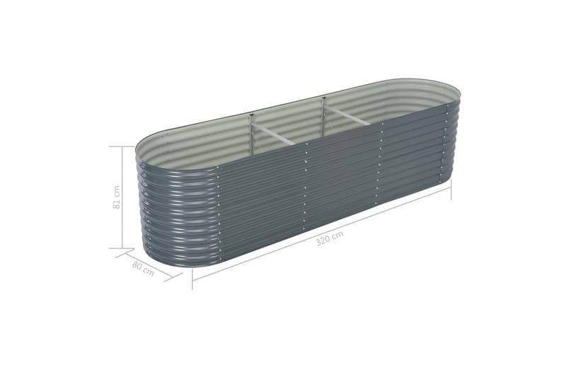 Høybed 320x80x81 cm galvanisert stål grå - Hagemøbler - Øvrig utendørs - Tilbehør utendørs - Hagekrukker