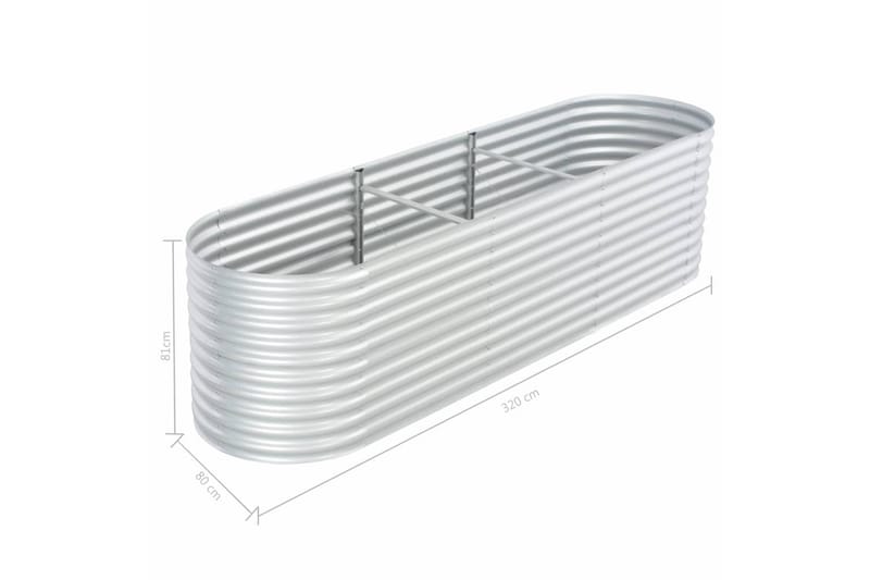 Høybed 320x80x81 cm galvanisert stål sølv - Hagemøbler - Øvrig utendørs - Tilbehør utendørs - Hagekrukker