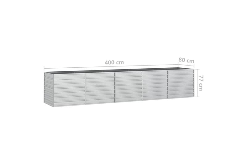 Høybed 400x80x77 cm galvanisert stål sølv - Silver - Hagemøbler - Øvrig utendørs - Tilbehør utendørs - Hagekrukker