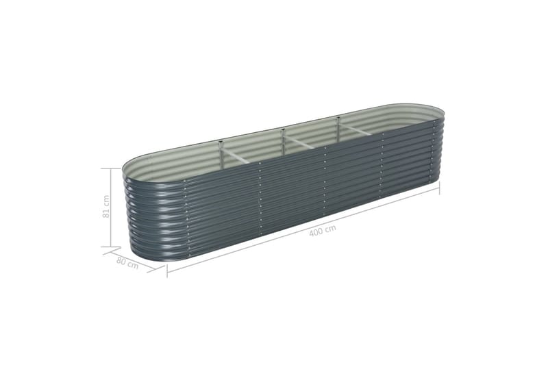 Høybed 400x80x81 cm galvanisert stål grå - Hagemøbler - Øvrig utendørs - Tilbehør utendørs - Hagekrukker