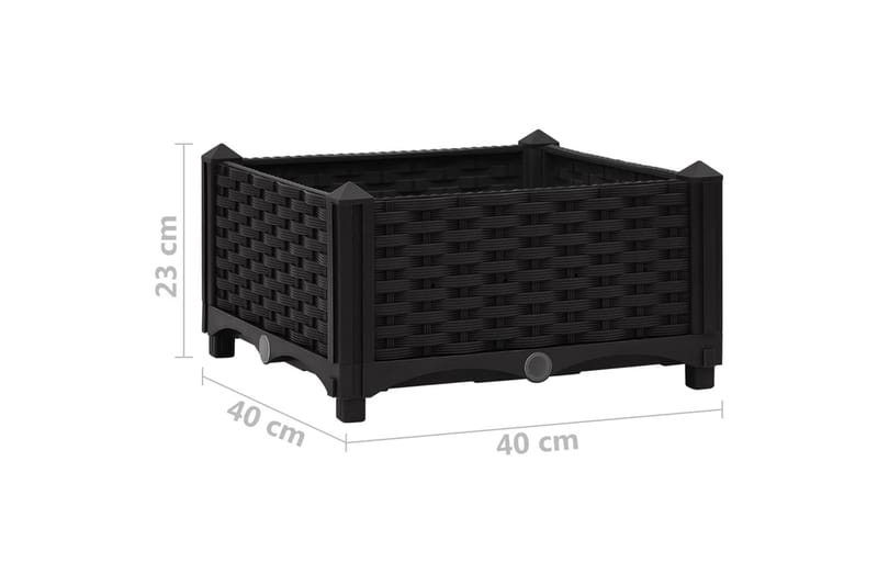 Høybed 40x40x23 cm polypropylen - Svart - Hagemøbler - Øvrig utendørs - Tilbehør utendørs - Hagekrukker