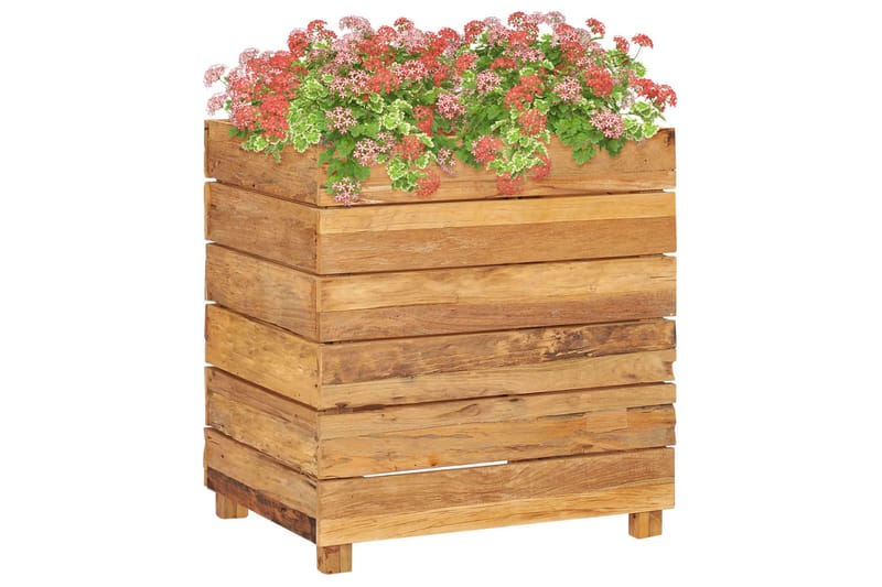 Høybed 50x40x55 cm resirkulert teak og stål - Blomsterkasser - Hagekrukker